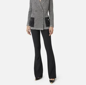 Elisabetta Franchi Pantaloni E Shorts^Pantalone a zampa in crêpe con fascione in raso Nero