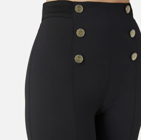 Elisabetta Franchi Pantaloni E Shorts^Pantalone a zampa in crêpe con fascione in raso Nero