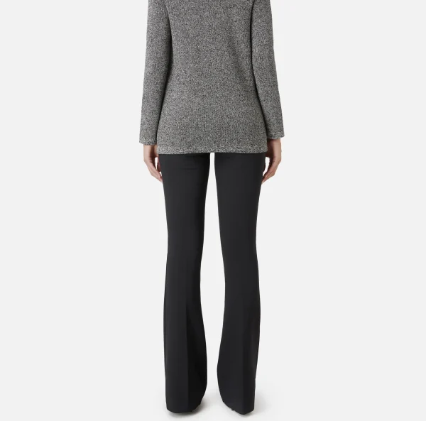 Elisabetta Franchi Pantaloni E Shorts^Pantalone a zampa in crêpe con fascione in raso Nero