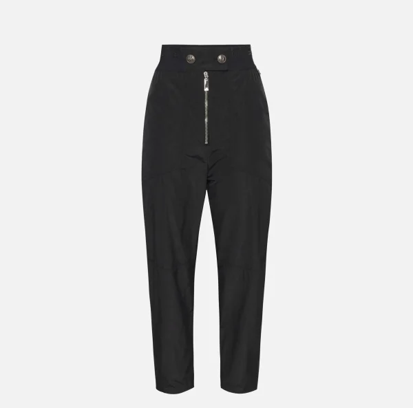 Elisabetta Franchi Pantaloni E Shorts^Pantalone boyfriend in nylon tecnico con elastico logato Nero