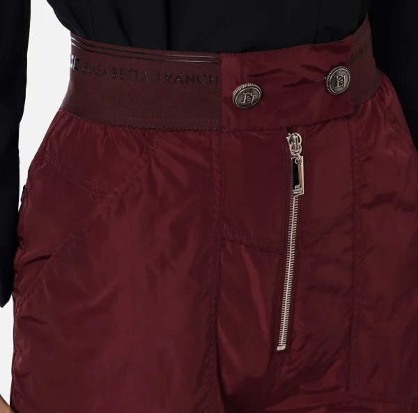 Elisabetta Franchi Pantaloni E Shorts^Pantalone boyfriend in nylon tecnico con elastico logato RougeNoir