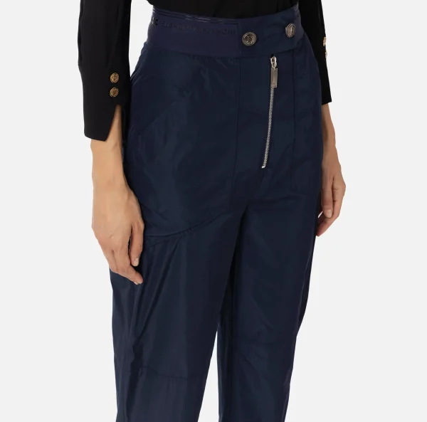 Elisabetta Franchi Pantaloni E Shorts^Pantalone boyfriend in nylon tecnico con elastico logato Navy
