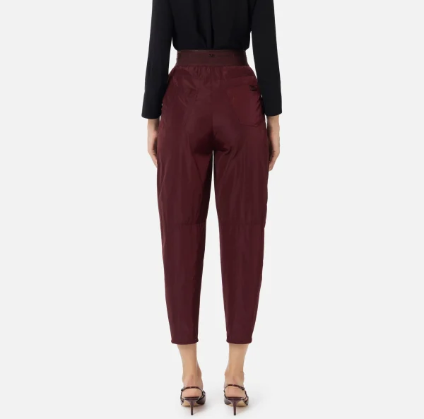 Elisabetta Franchi Pantaloni E Shorts^Pantalone boyfriend in nylon tecnico con elastico logato RougeNoir