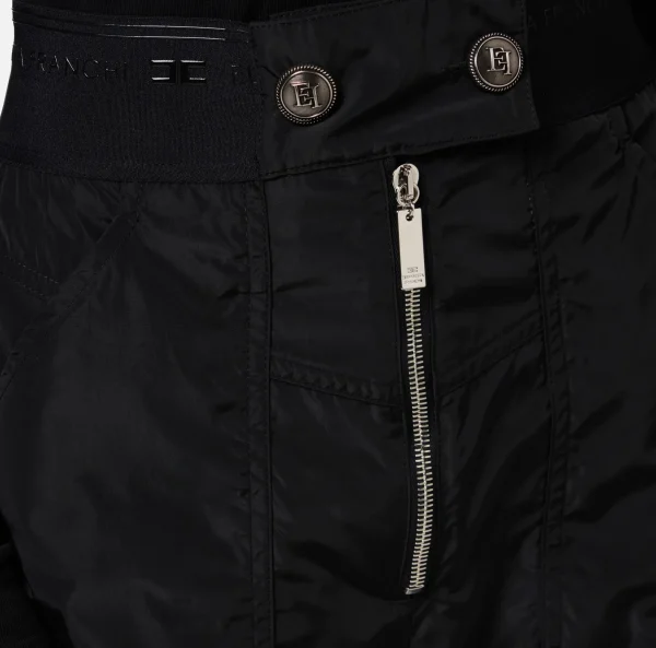 Elisabetta Franchi Pantaloni E Shorts^Pantalone boyfriend in nylon tecnico con elastico logato Nero