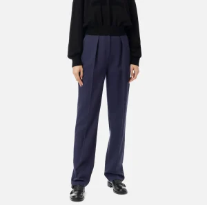 Elisabetta Franchi Tailleur | Pantaloni E Shorts^Pantalone con pinces in fresco di lana Navy