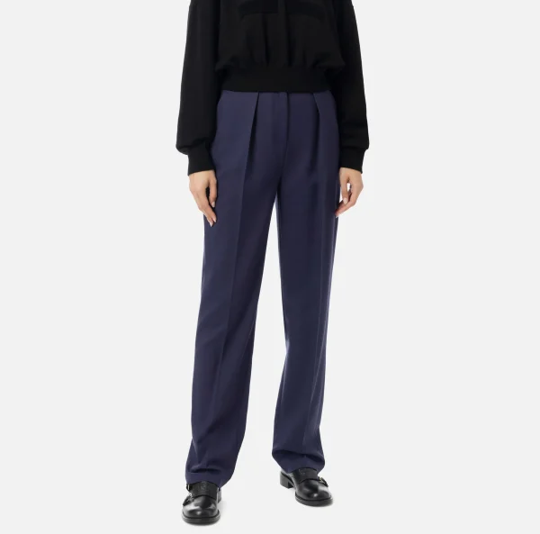 Elisabetta Franchi Tailleur | Pantaloni E Shorts^Pantalone con pinces in fresco di lana Navy