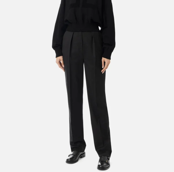 Elisabetta Franchi Tailleur | Pantaloni E Shorts^Pantalone con pinces in fresco di lana Nero