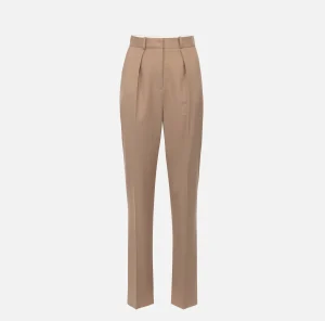 Elisabetta Franchi Tailleur | Pantaloni E Shorts^Pantalone con pinces in fresco di lana Camel