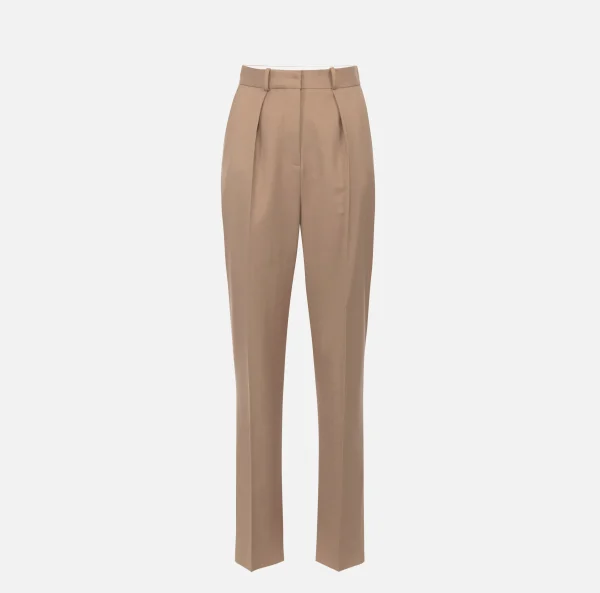 Elisabetta Franchi Tailleur | Pantaloni E Shorts^Pantalone con pinces in fresco di lana Camel
