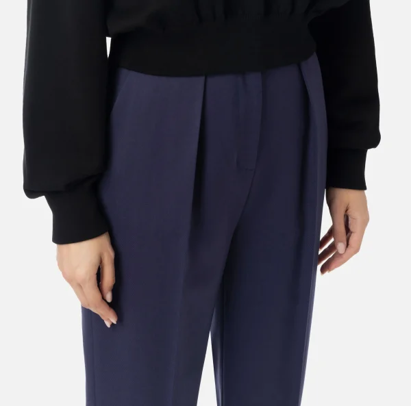 Elisabetta Franchi Tailleur | Pantaloni E Shorts^Pantalone con pinces in fresco di lana Navy