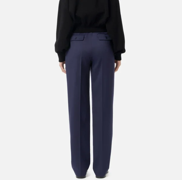 Elisabetta Franchi Tailleur | Pantaloni E Shorts^Pantalone con pinces in fresco di lana Navy