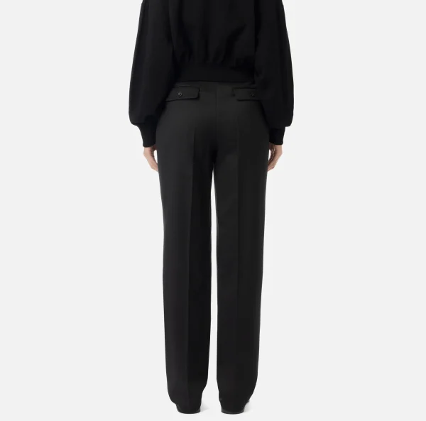 Elisabetta Franchi Tailleur | Pantaloni E Shorts^Pantalone con pinces in fresco di lana Nero