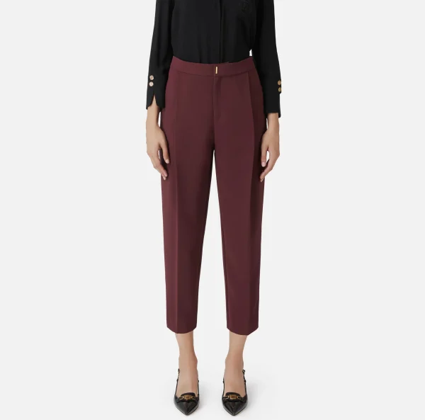 Elisabetta Franchi Pantaloni E Shorts^Pantalone cropped in crêpe con pinces RougeNoir