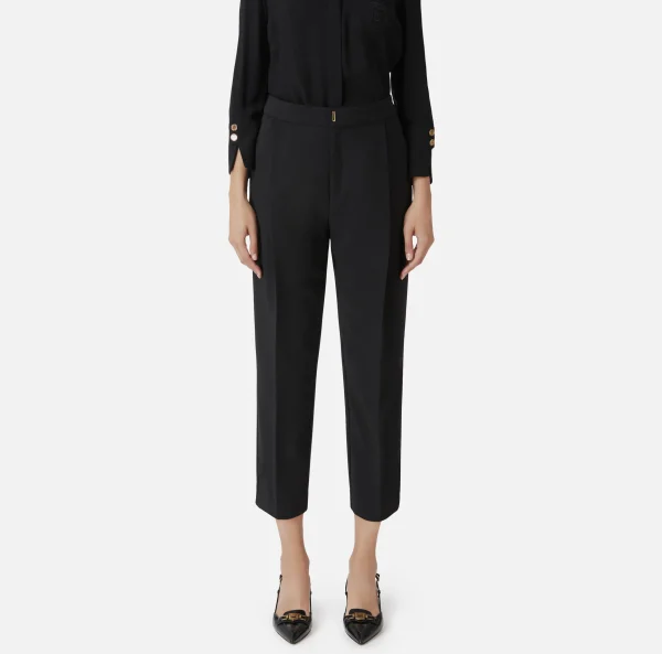 Elisabetta Franchi Pantaloni E Shorts^Pantalone cropped in crêpe con pinces Nero