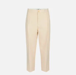 Elisabetta Franchi Pantaloni E Shorts^Pantalone cropped in crêpe con pinces Crema
