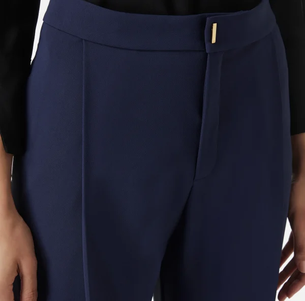 Elisabetta Franchi Pantaloni E Shorts^Pantalone cropped in crêpe con pinces Navy