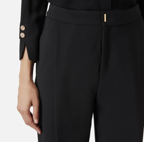 Elisabetta Franchi Pantaloni E Shorts^Pantalone cropped in crêpe con pinces Nero