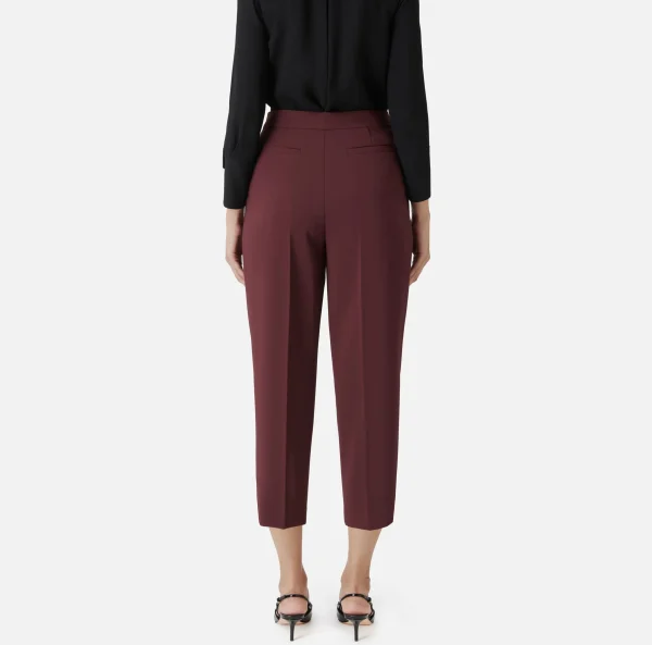 Elisabetta Franchi Pantaloni E Shorts^Pantalone cropped in crêpe con pinces RougeNoir