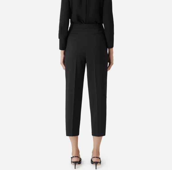 Elisabetta Franchi Pantaloni E Shorts^Pantalone cropped in crêpe con pinces Nero