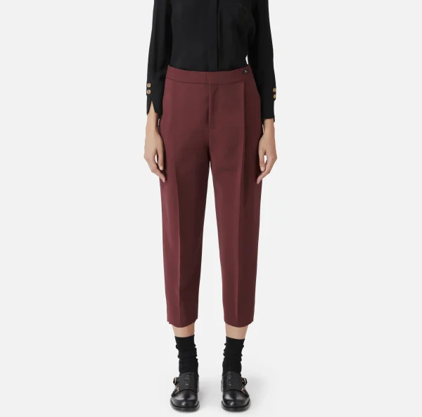 Elisabetta Franchi Pantaloni E Shorts^Pantalone cropped in fresco di lana stretch con pinces RougeNoir