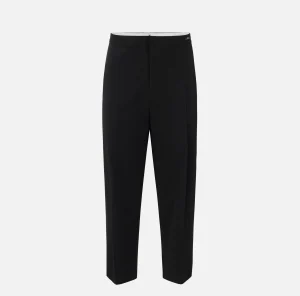 Elisabetta Franchi Pantaloni E Shorts^Pantalone cropped in fresco di lana stretch con pinces Nero