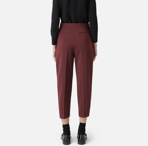 Elisabetta Franchi Pantaloni E Shorts^Pantalone cropped in fresco di lana stretch con pinces RougeNoir