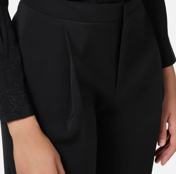 Elisabetta Franchi Pantaloni E Shorts^Pantalone cropped in fresco di lana stretch con pinces Nero