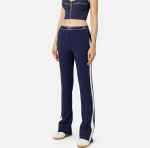 Elisabetta Franchi Pantaloni E Shorts^Pantalone dritto in crêpe con banda laterale Navy