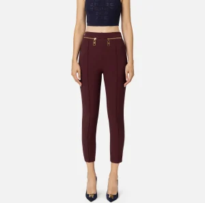 Elisabetta Franchi Tailleur | Pantaloni E Shorts^Pantalone dritto in crêpe con zip RougeNoir
