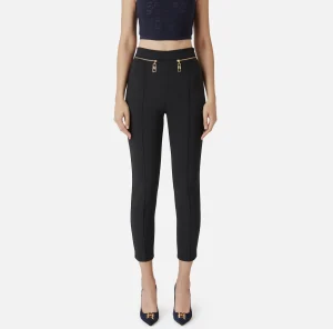 Elisabetta Franchi Tailleur | Pantaloni E Shorts^Pantalone dritto in crêpe con zip Nero