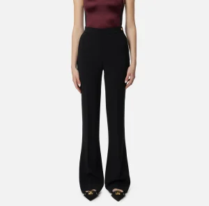Elisabetta Franchi Tailleur | Pantaloni E Shorts^Pantalone dritto in crêpe stretch con rivetto logo Nero