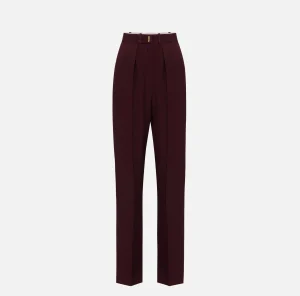 Elisabetta Franchi Pantaloni E Shorts^Pantalone dritto in crêpe satin con bande RougeNoir