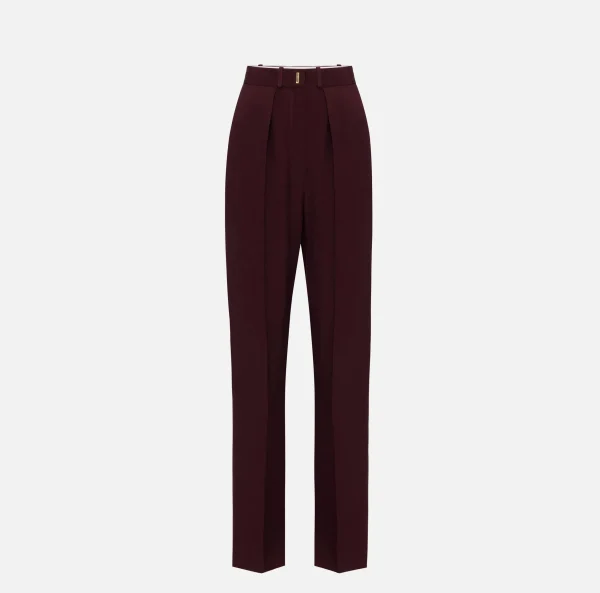 Elisabetta Franchi Pantaloni E Shorts^Pantalone dritto in crêpe satin con bande RougeNoir