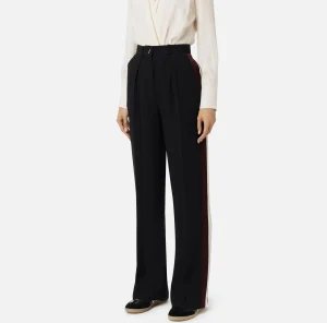 Elisabetta Franchi Pantaloni E Shorts^Pantalone dritto in crêpe satin con bande Nero