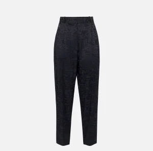 Elisabetta Franchi Tailleur | Pantaloni E Shorts^Pantalone dritto in crêpe jaquard lettering Nero