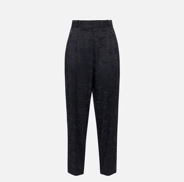 Elisabetta Franchi Tailleur | Pantaloni E Shorts^Pantalone dritto in crêpe jaquard lettering Nero