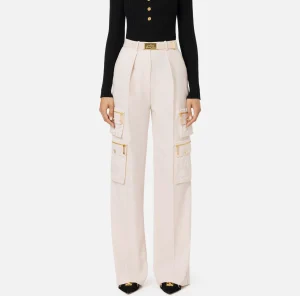 Elisabetta Franchi Pantaloni E Shorts^Pantalone dritto in crêpe con tasche e cintura Lattice