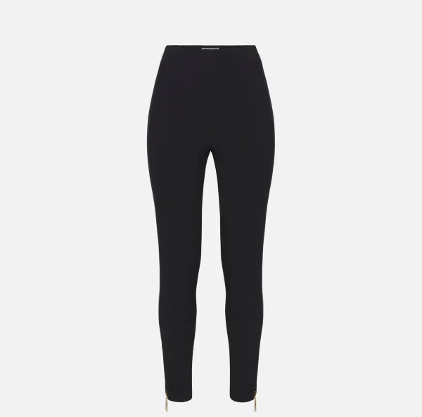 Elisabetta Franchi Pantaloni E Shorts^Pantalone dritto in crêpe stretch con zip Nero