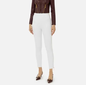 Elisabetta Franchi Pantaloni E Shorts^Pantalone dritto in crêpe stretch con zip Avorio