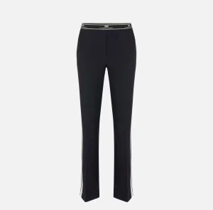 Elisabetta Franchi Pantaloni E Shorts^Pantalone dritto in crêpe con banda laterale Steel