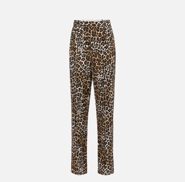 Elisabetta Franchi Tailleur | Pantaloni E Shorts^Pantalone dritto in crêpe con doppie pinces Animalier