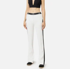 Elisabetta Franchi Pantaloni E Shorts^Pantalone dritto in crêpe con banda laterale Avorio