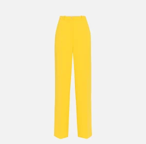 Elisabetta Franchi Pantaloni E Shorts^Pantalone dritto in crêpe fermo con placca logo Mimosa