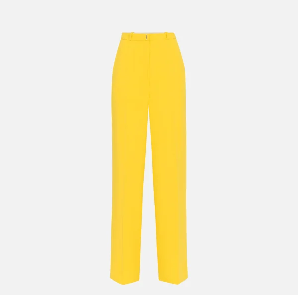 Elisabetta Franchi Pantaloni E Shorts^Pantalone dritto in crêpe fermo con placca logo Mimosa