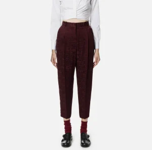 Elisabetta Franchi Tailleur | Pantaloni E Shorts^Pantalone dritto in crêpe jaquard lettering RougeNoir