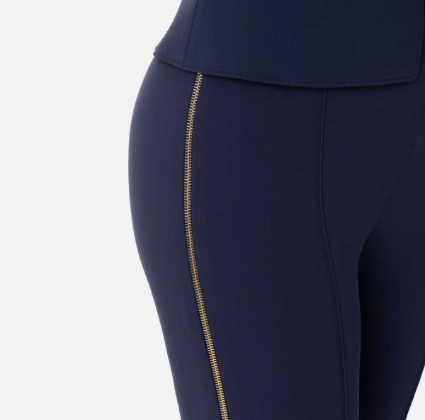 Elisabetta Franchi Pantaloni E Shorts^Pantalone dritto in crêpe stretch con zip Navy