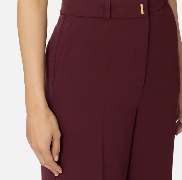 Elisabetta Franchi Pantaloni E Shorts^Pantalone dritto in crêpe fermo con placca logo RougeNoir