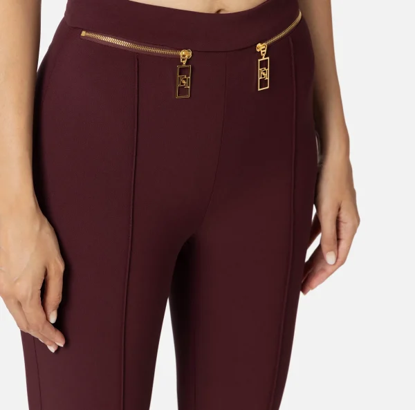 Elisabetta Franchi Tailleur | Pantaloni E Shorts^Pantalone dritto in crêpe con zip RougeNoir