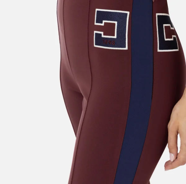 Elisabetta Franchi Pantaloni E Shorts^Pantalone dritto in crêpe stretch con bande e ricamo logo Oro