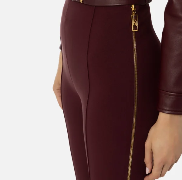 Elisabetta Franchi Pantaloni E Shorts^Pantalone dritto in crêpe stretch con zip RougeNoir